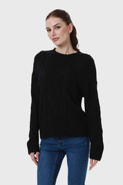 Sweater Mujer Trenzado Negro