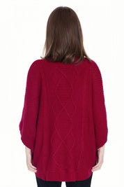 Sweater Mujer Poncho Guinda
