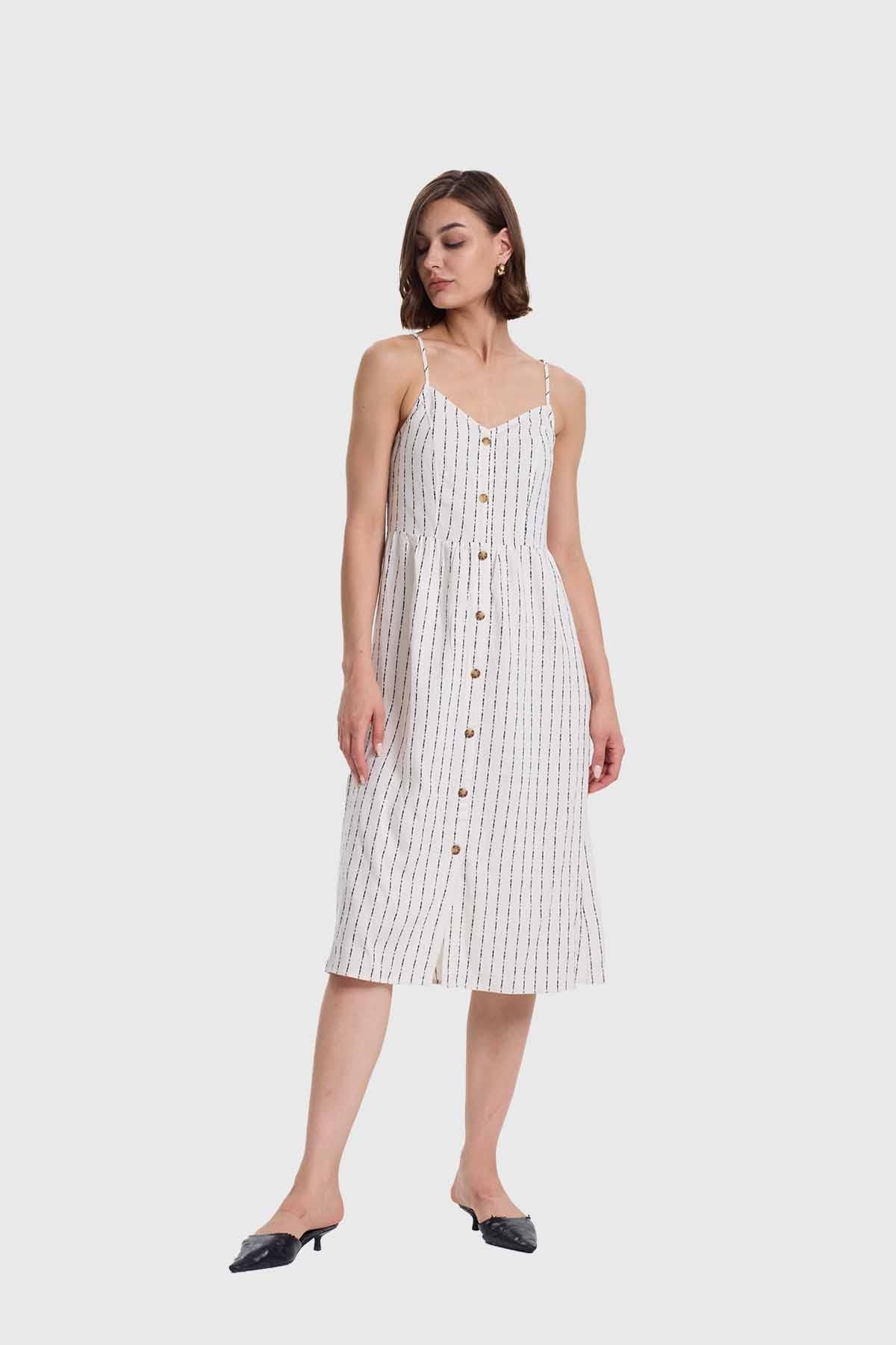 Vestido Mujer Pabilo Lino Crudo