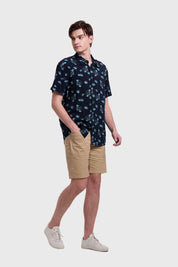 Camisa Hombre Mini Print Azul