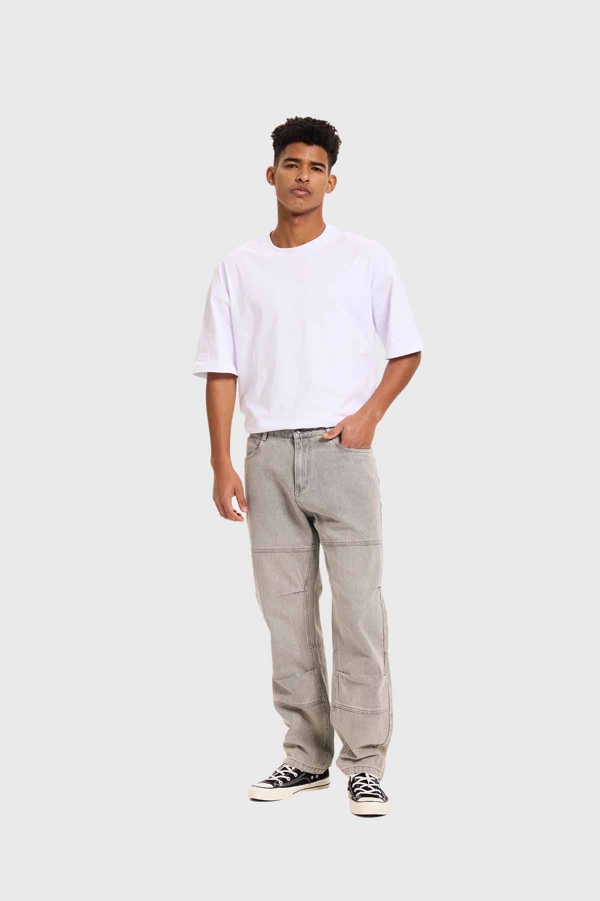 Jeans Hombre Baggy Retro Gris