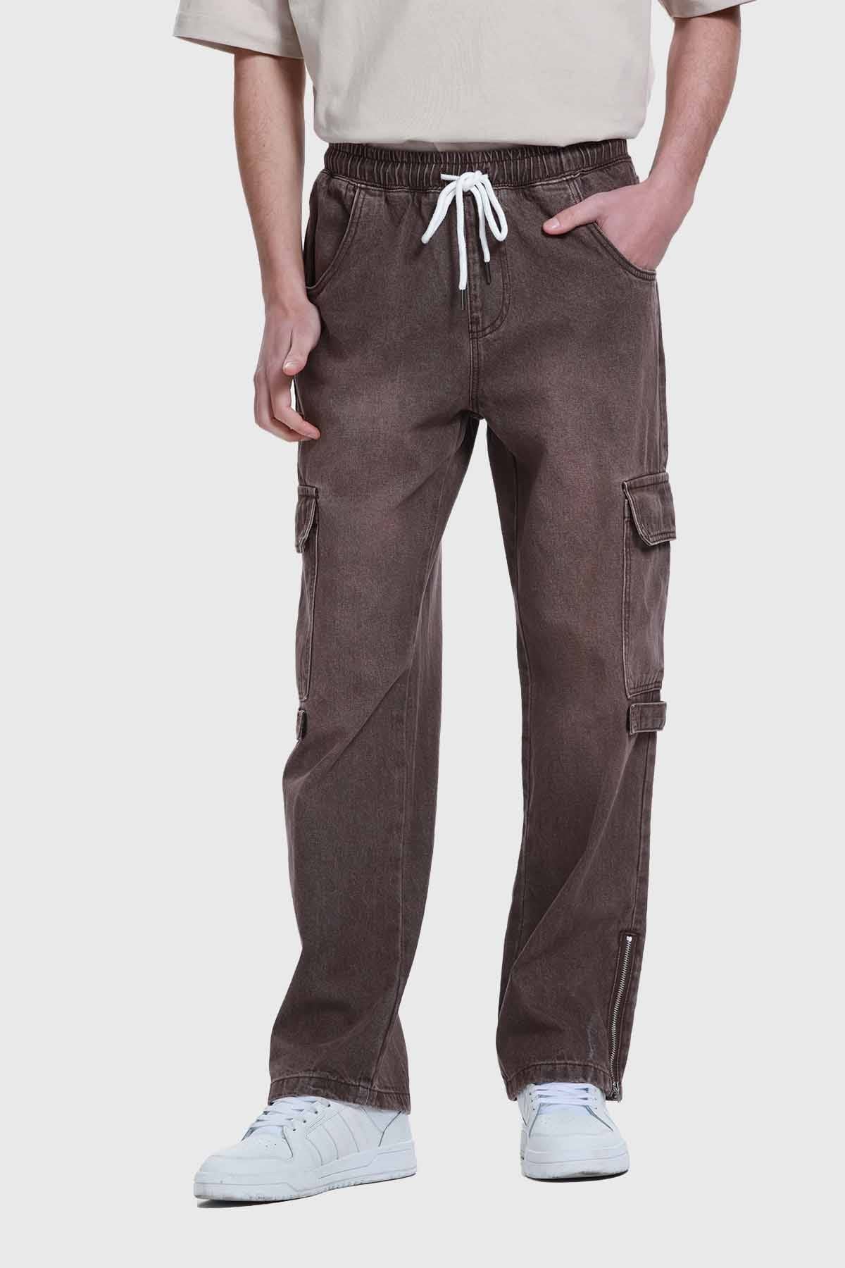 Jeans Hombre Cargo Recto Café