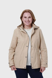 Chaqueta Mujer Con Gorro Beige
