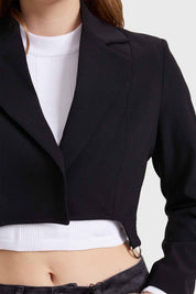 Blazer Mujer Hebillas Crop Negro