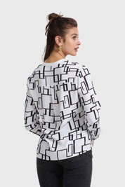 Blusa Mujer Escote V Print Crudo