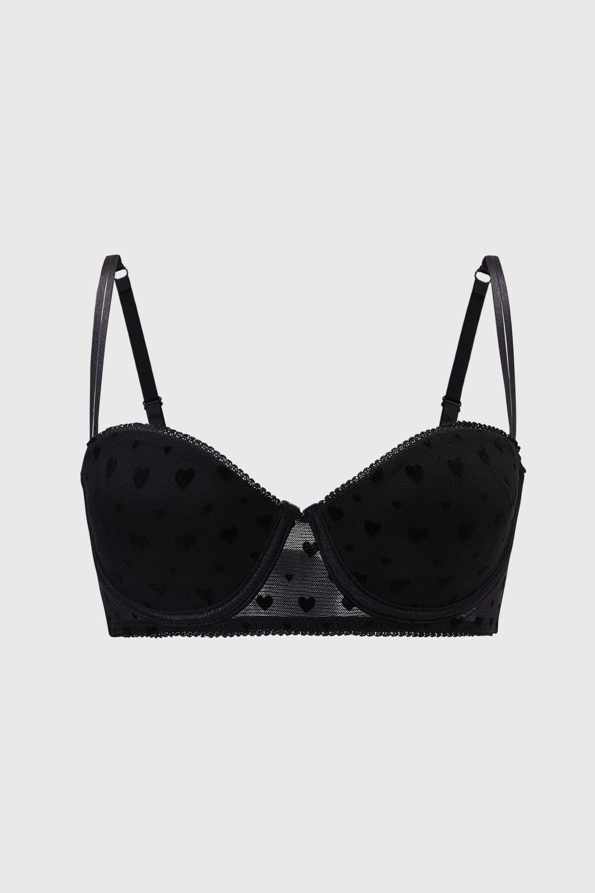 Sostén Mujer Estampado Encaje Costado Negro