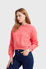 Polerón Mujer Cropped Bordado Coral