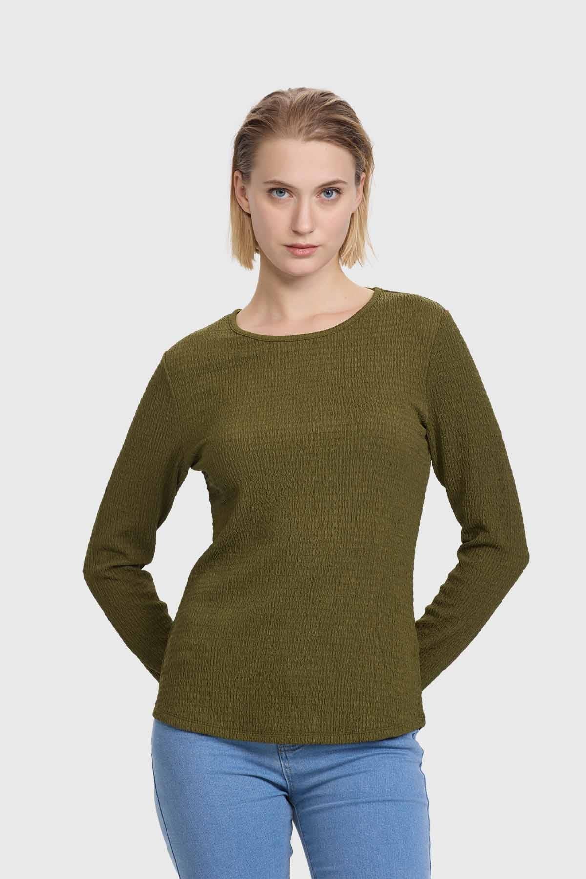 Polera Mujer Crep Textura Verde