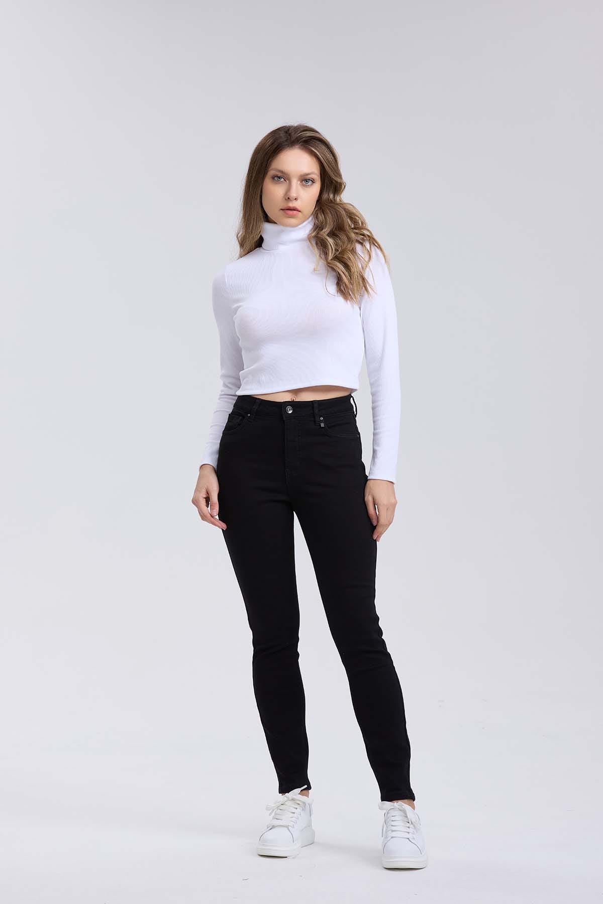 Jeans Mujer Skinny Con Polar Negro