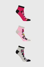 Calceta Deportiva Mujer Disney Tripack Fucsia