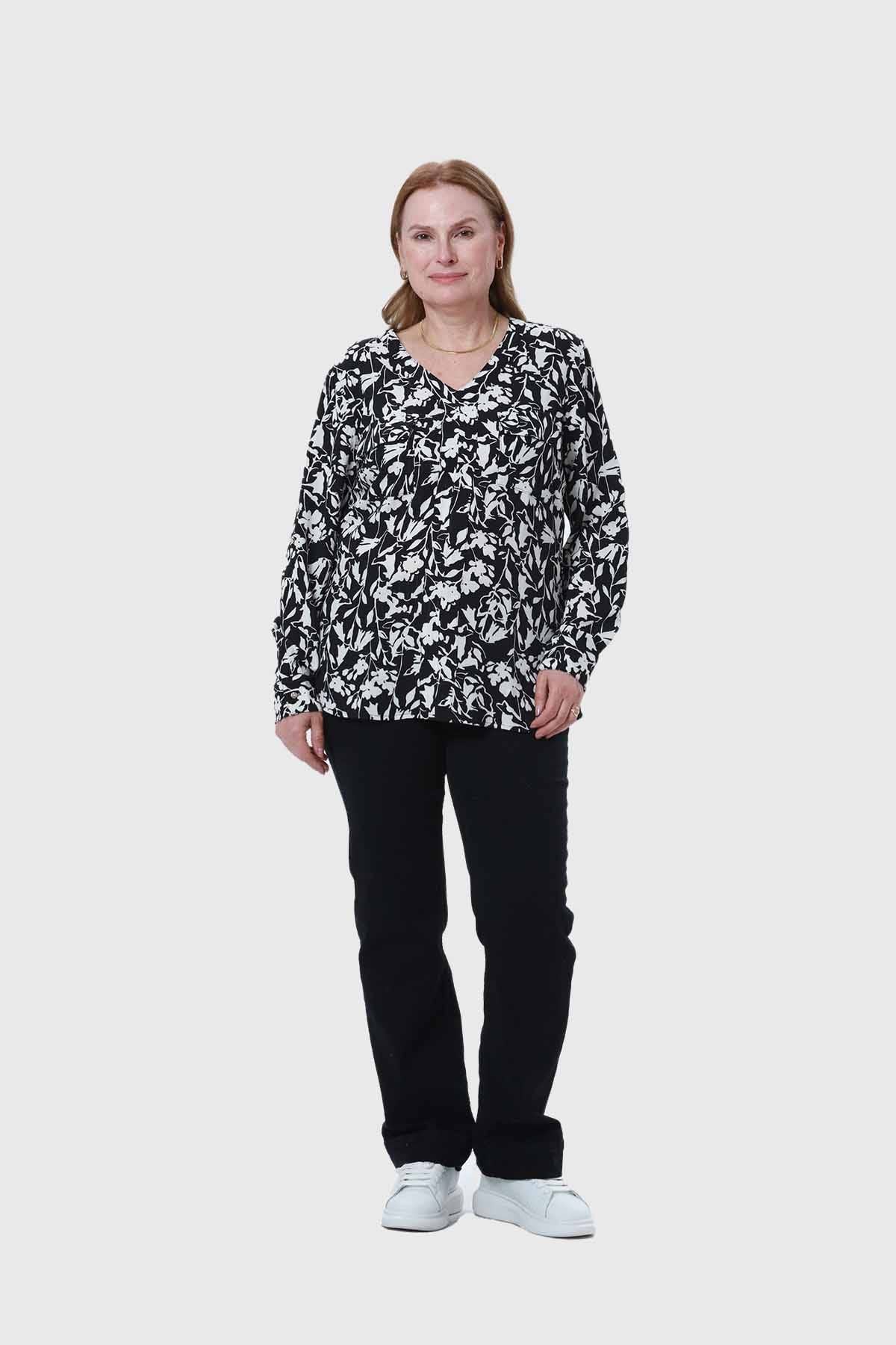 Blusa Mujer Pinza Pliegue Delantero Negro