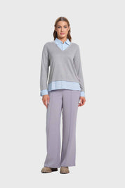Sweater Mujer Estilo Blusa Gris