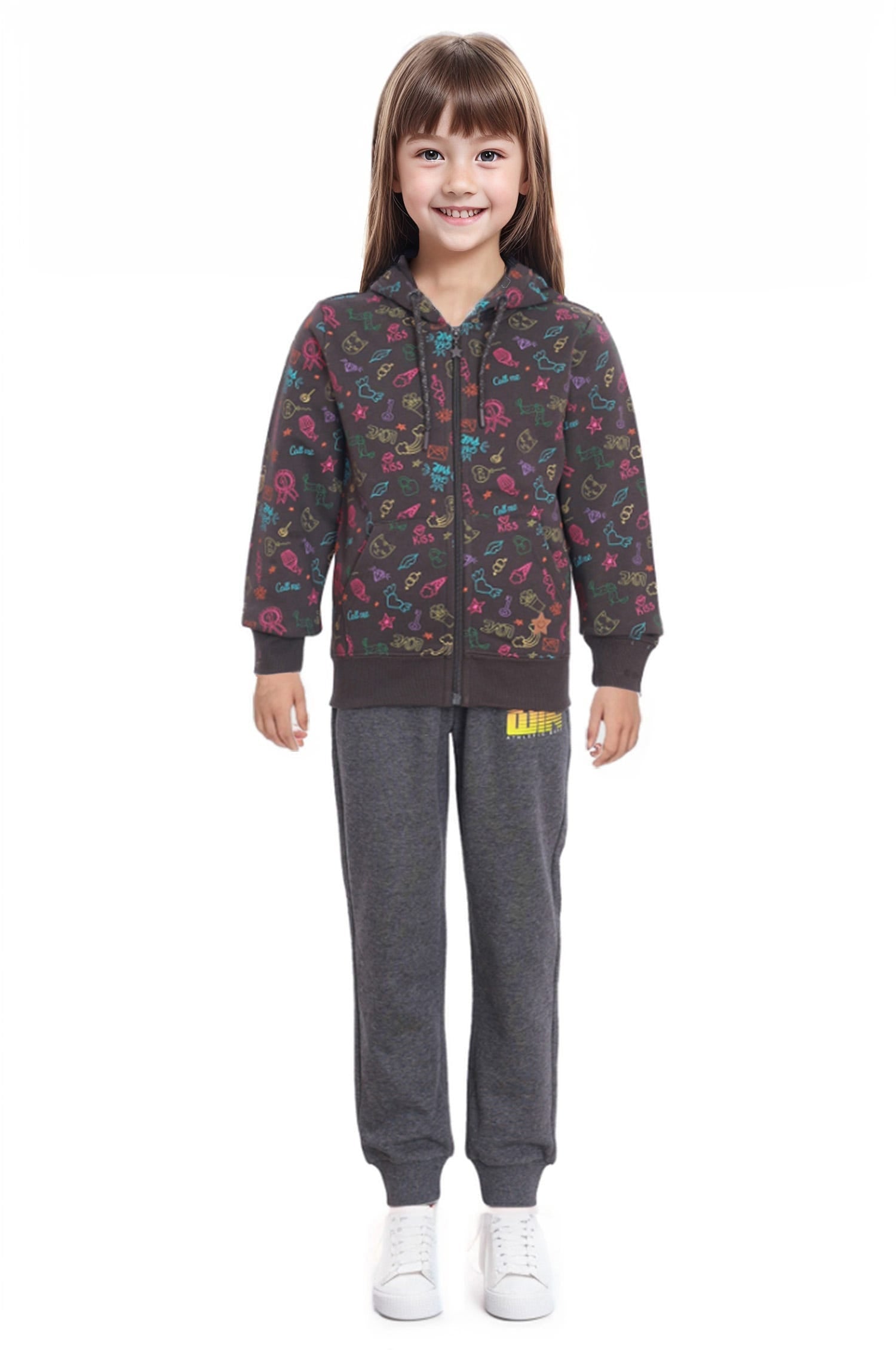 Polerón Niña Básico Print Marengo