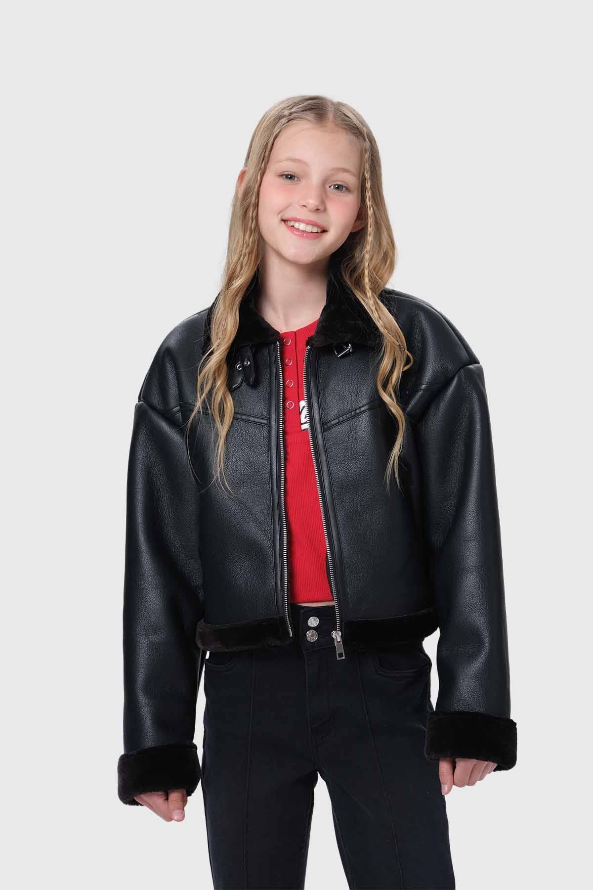 Chaqueta Niña Aviador Negro