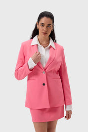Blazer Mujer Largo Abotonado Rosado
