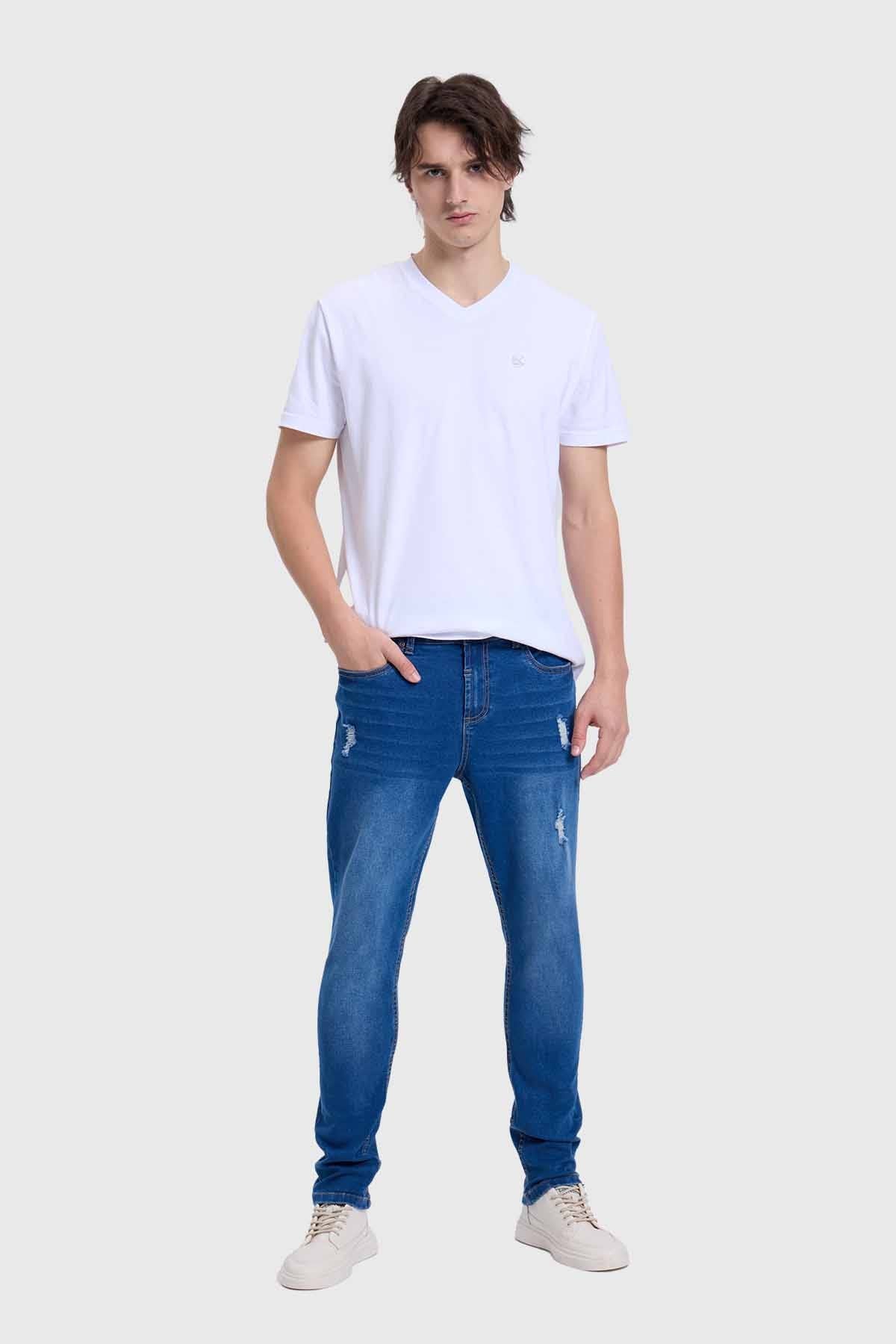 JEANS HOMBRE SKINNY ROTURA AZUL