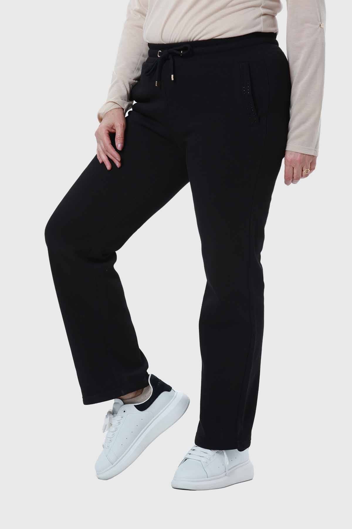 Pantalón Buzo Mujer Con Cordón Y Bolsillo Negro