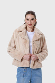 CHAQUETA MUJER PELO SI BEIGE