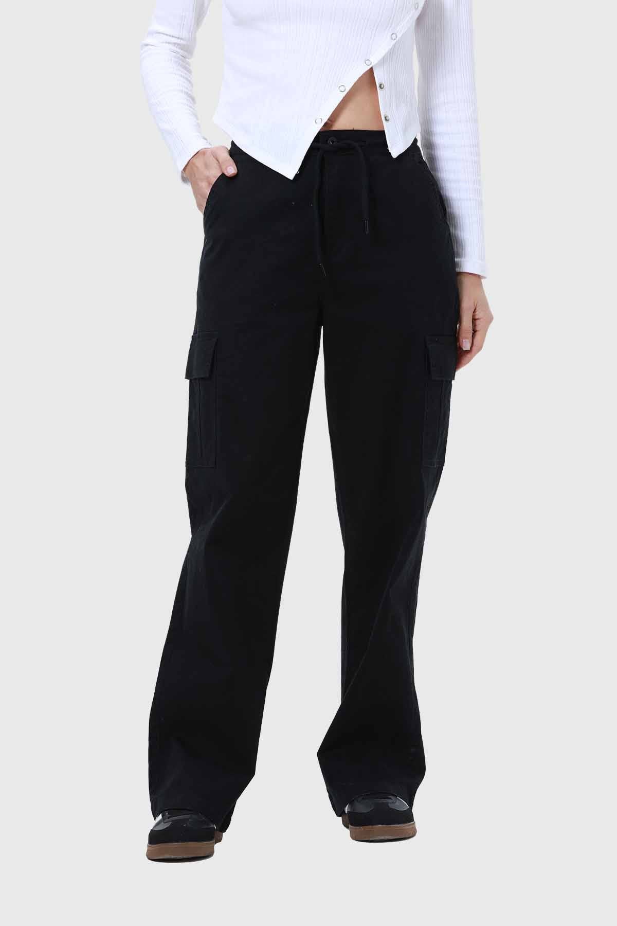 Pantalón Mujer Cargo Cordón Negro