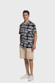 Camisa Hombre Print Graffiti Negro