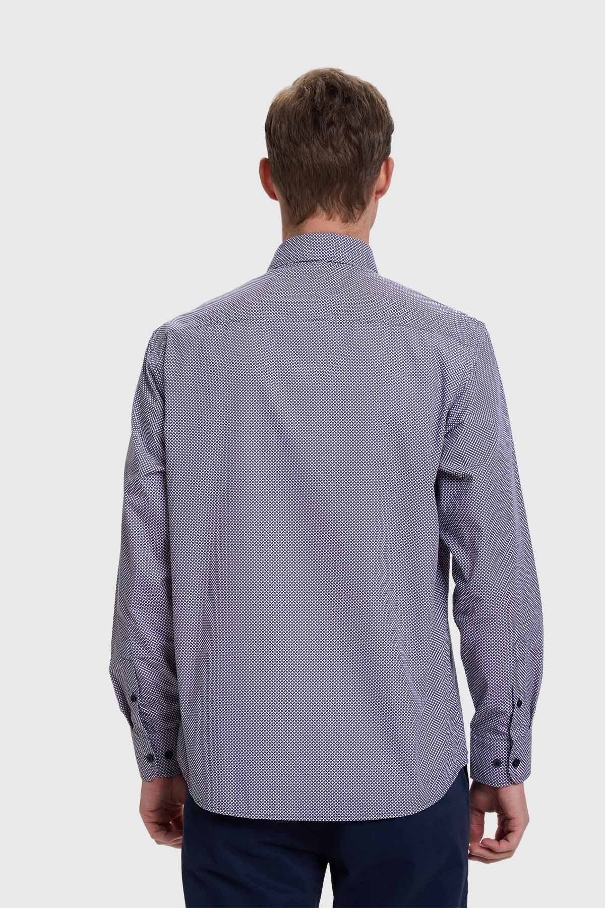 Camisa Hombre Mini Print Azul