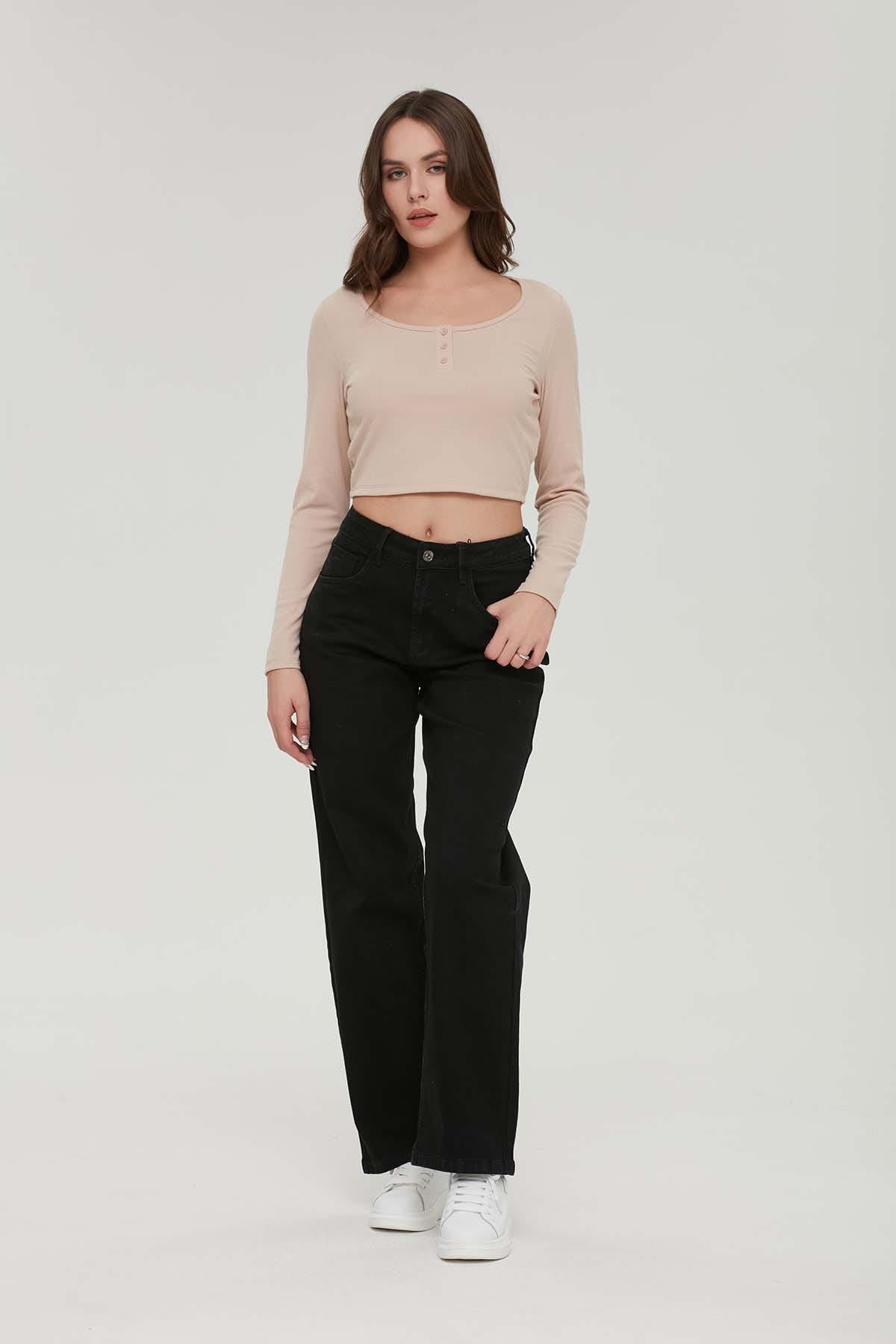 Polera Mujer Top Botones Beige