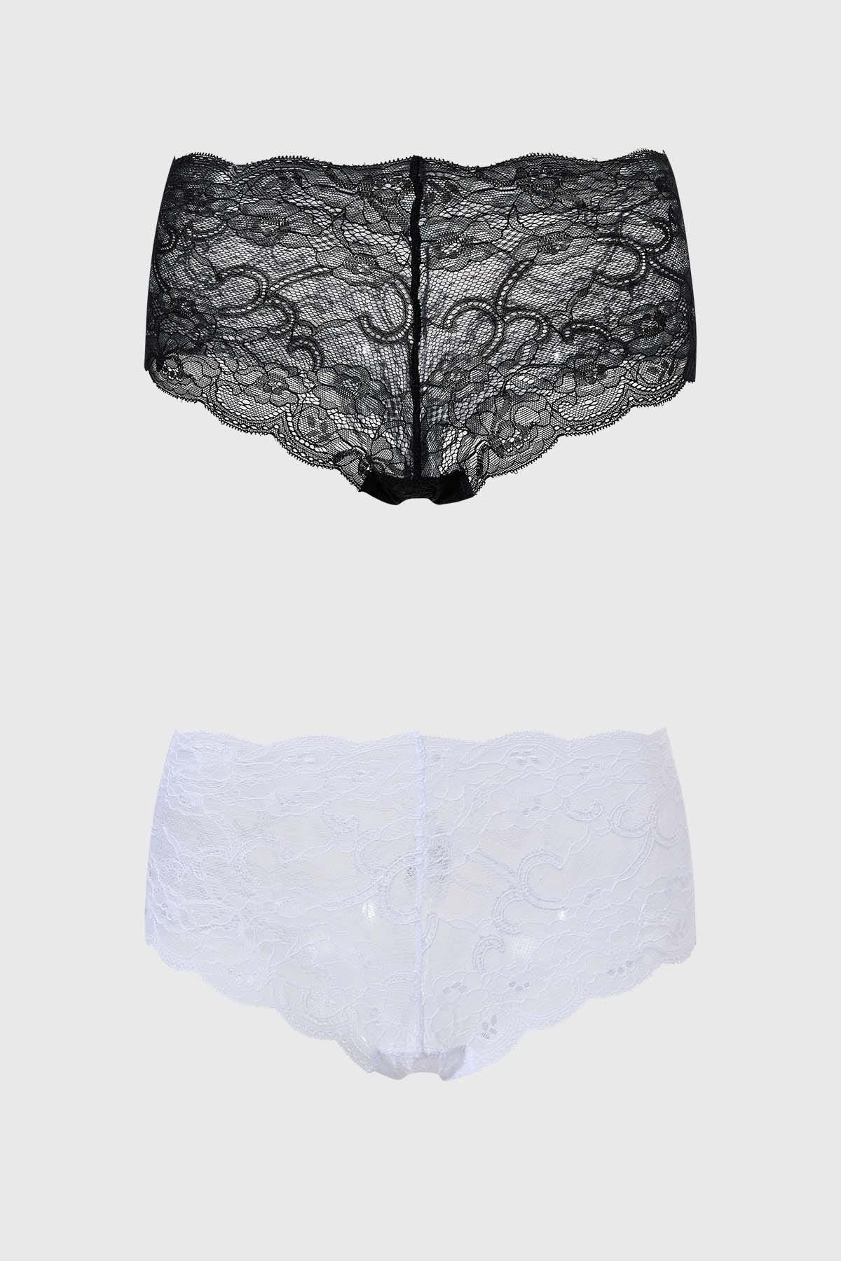Calzón Mujer Pantaleta Bipack Encaje Blanco