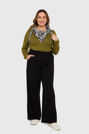 PANTALÓN MUJER CON PRETINA ELÁSTICA NEGRO