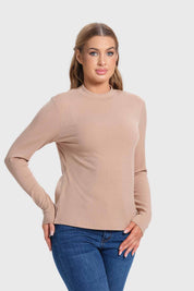 Polera Mujer Rib Taupe