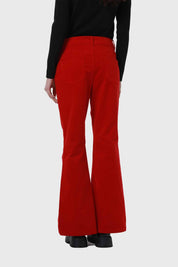Pantalón Mujer Flare Push Cotelé Rojo