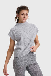 Sweater Mujer Trenzado Gris