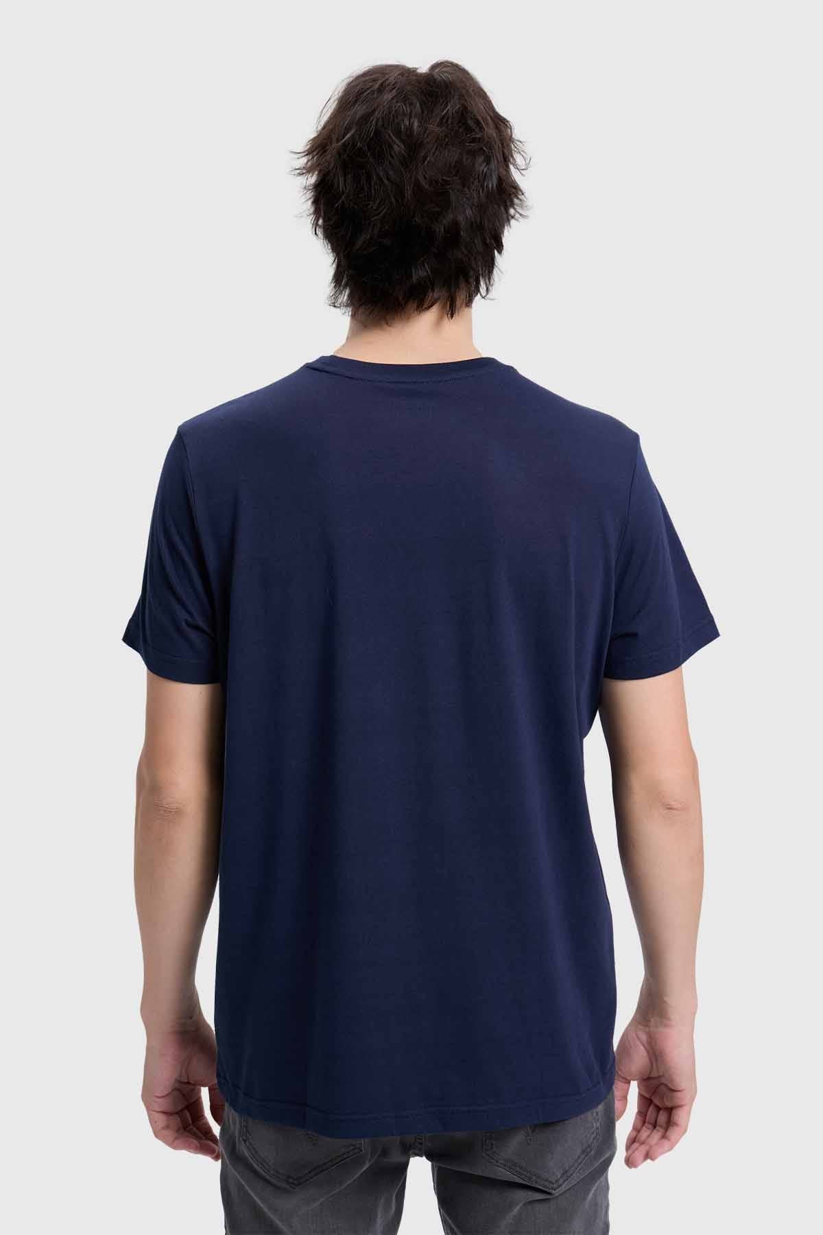 Polera Hombre Con Bolsillo Azul