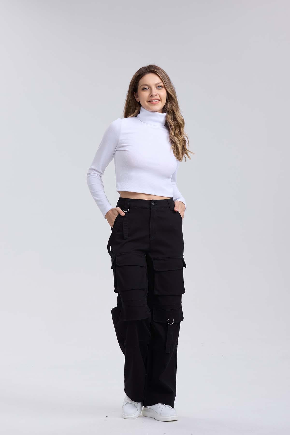 Pantalón Mujer Cargo Negro