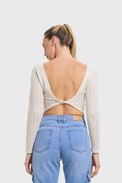 Polera Mujer Tejida Crudo