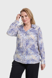 Blusa Mujer Estampada Celeste