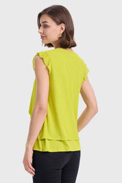 Polera Mujer Doble Capa Y Pinza Verde