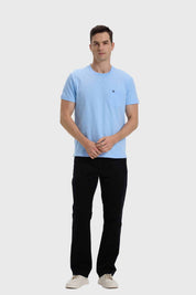Polera Hombre Con Bolsillo Celeste