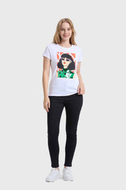 POLERA MUJER BÁSICA PRINT BLANCO I