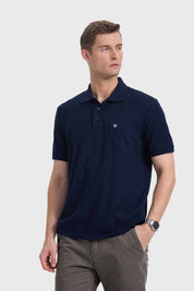 Polera Hombre Piqué Básica Azul