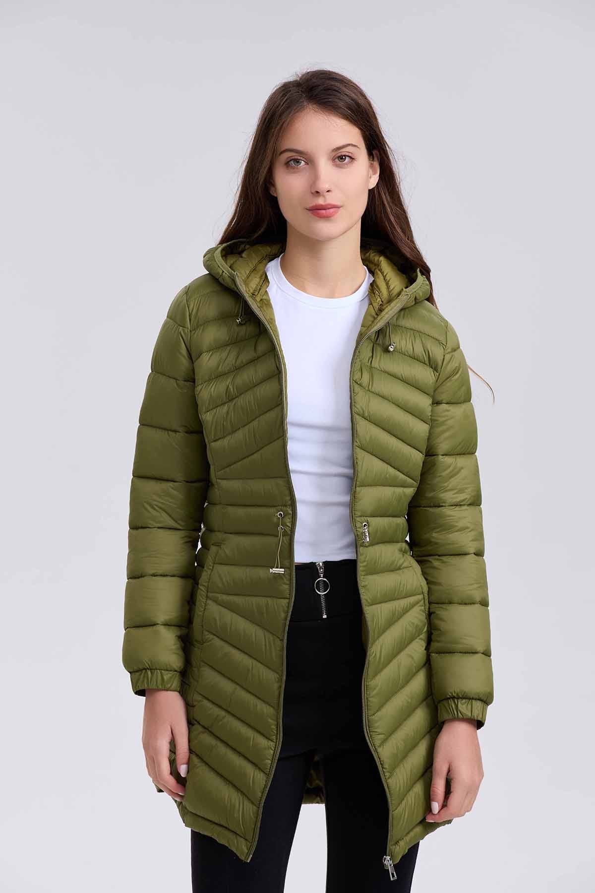 Parka Mujer Larga Básica Verde