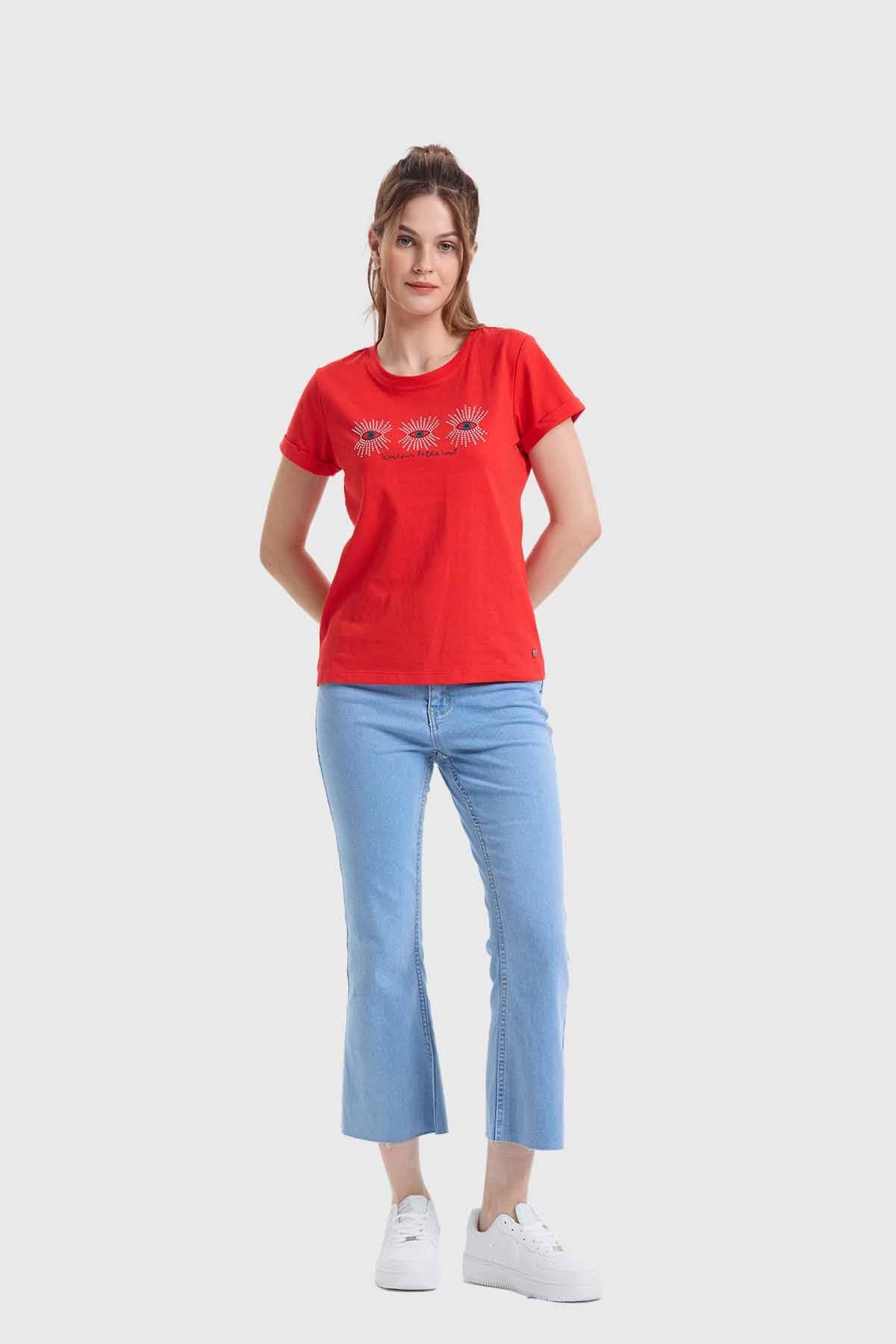 Polera Mujer Gráfica Roll Up Rojo