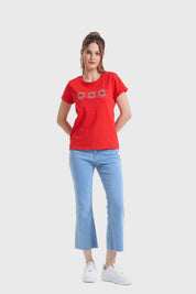 Polera Mujer Gráfica Roll Up Rojo