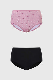 Calzones de mujer en colores rosa y negro, diseno de flores