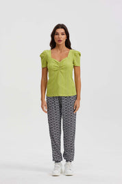 Polera Mujer Escote Corazón Verde