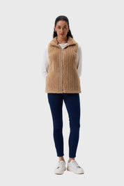 Polar Mujer Peludo Con Textura Beige