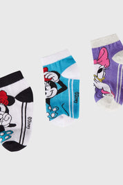 Tripack de calcetas deportivas para niña en color azul con estampados divertidos.