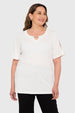 Polera Mujer Detalle Escote Crudo