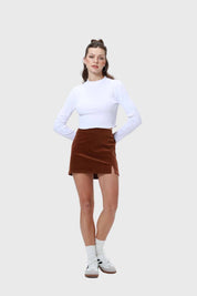 Falda Mujer Cotelé Café