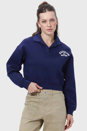 Polerón Mujer Crop Azul