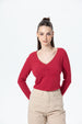 Polera Mujer Detalle Encaje Rojo